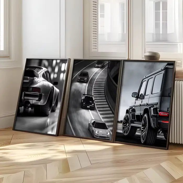 Affiche de véhicule de voiture de luxe noir et blanc