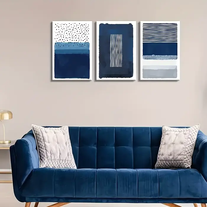 Peinture abstraite bleue et blanche