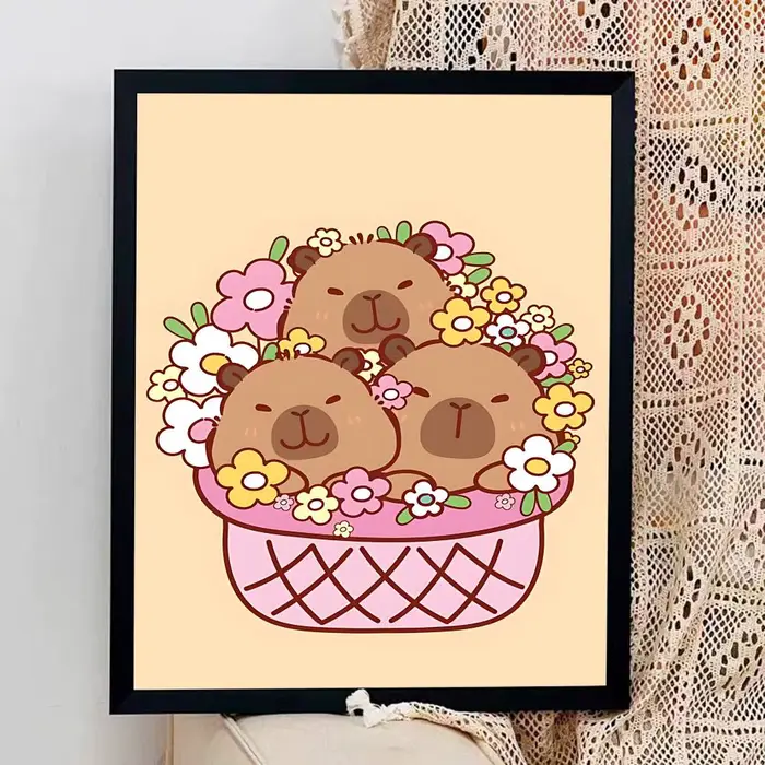 Affiches autocollantes de dessins animés mignons de capybara