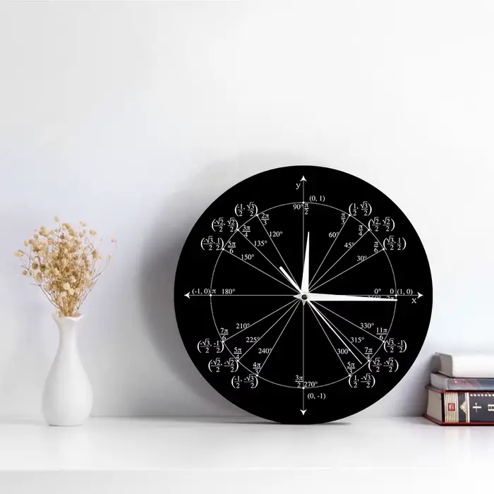 Horloge Murale Trigonométrie Pré-calcul Irritation Décor de Salle, Unité Cercle Enseignant de Mathématiques, Géométrie Radian Labeled Angles Valeurs