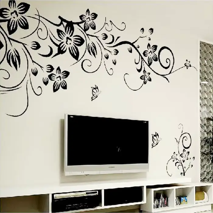 Chaud bricolage belle mur Art décalcomanie décoration mode romantique fleur Stickers muraux décor à la maison 3D papier peint Mural affiche