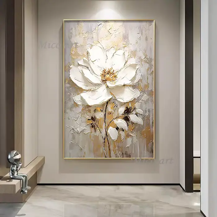 Peinture à l'huile 100% peinte à la main sur toile, nouvelle peinture à l'huile de fleurs faite à la main, tableau mural, décoration de la maison pour le salon