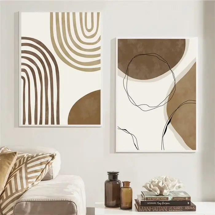 Affiche Murale Style Boho Abstraite Beige Marron