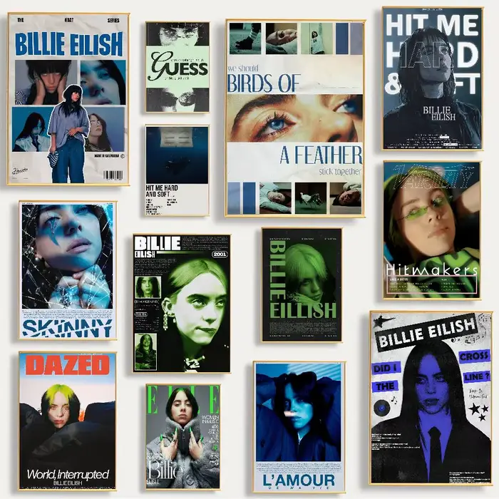 Affiche d'album de musique populaire chanteur b-billie e-éilish