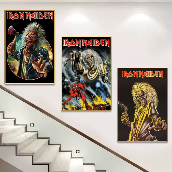 Affiche I-iron Maiden-s, affiches rétro de qualité HD, décoration murale pour la maison, autocollante