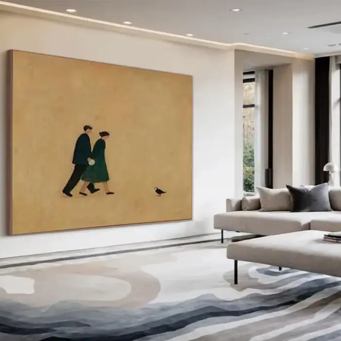 Peinture à l'huile abstraite artisanale de grande taille sur toile