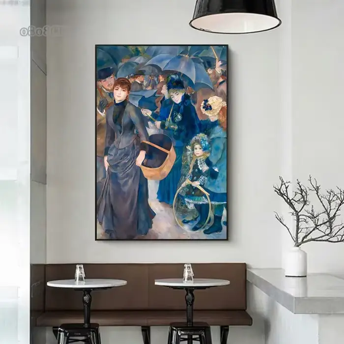 Auguste Renoir et Claude Monet Portrait œuvres d'art imprime affiches toile peintures danse à Le Moulin mur Art photo décor à la maison