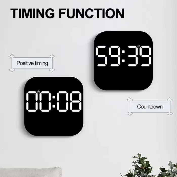 Horloge murale numérique réveil LED grand écran avec fonction de synchronisation télécommande
