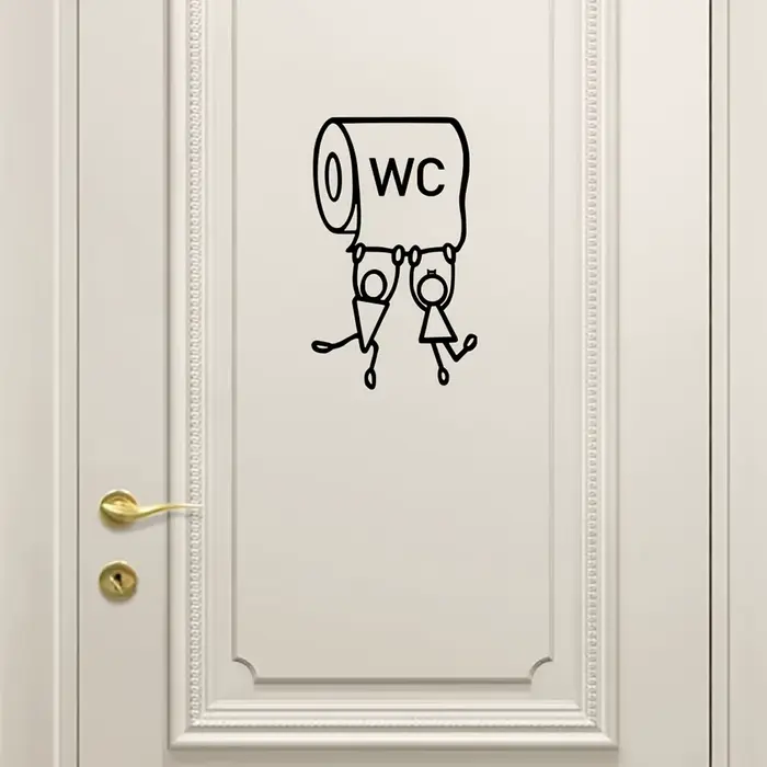 Autocollants de dessin animé « WC » - Art mural humoristique pour les toilettes