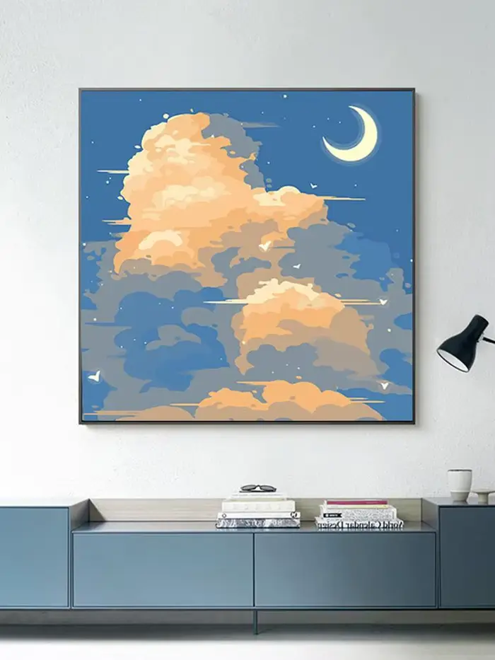 Cadre peinture par numéros Kits abstrait coucher de soleil paysage moderne dessin coloriage