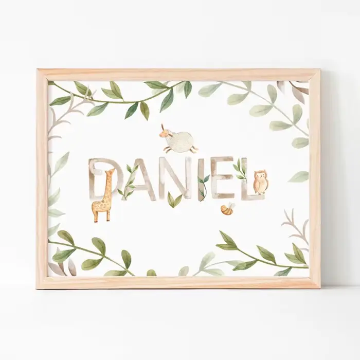 Toile de peinture avec nom pour pépinière