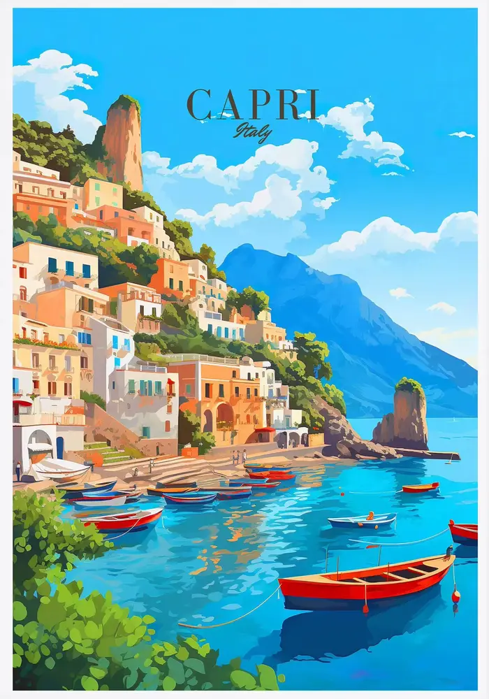 AZNM Affiche de voyage vintage, art mural sur toile représentant un paysage urbain italien, impressi