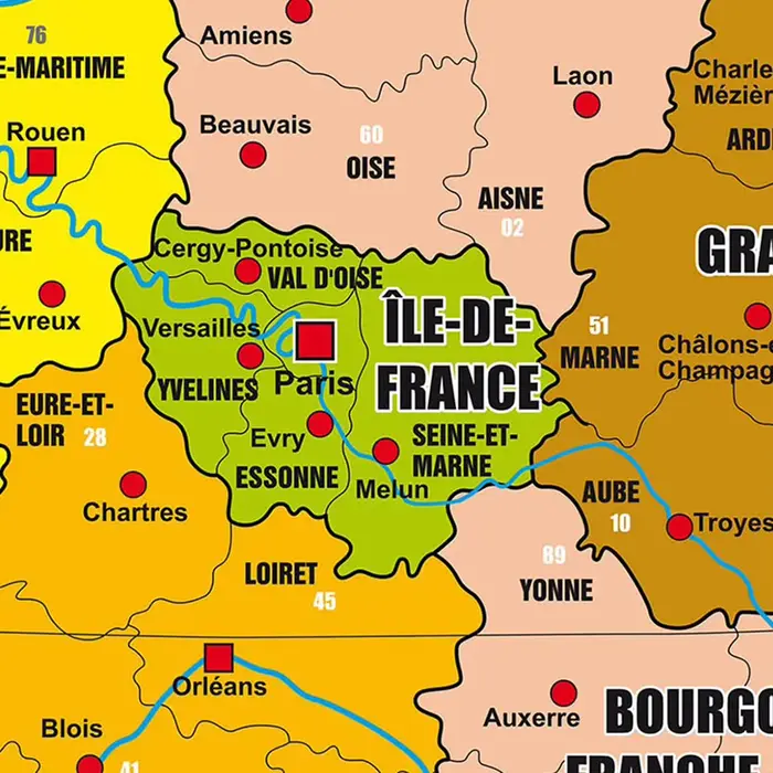 Carte politique de la France en français