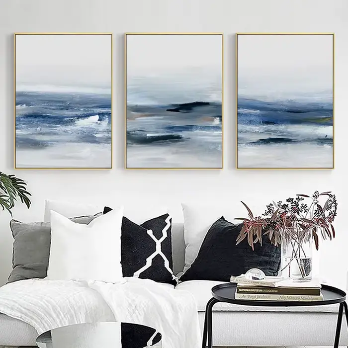 Affiche en toile de mer bleue couleur eau abstraite