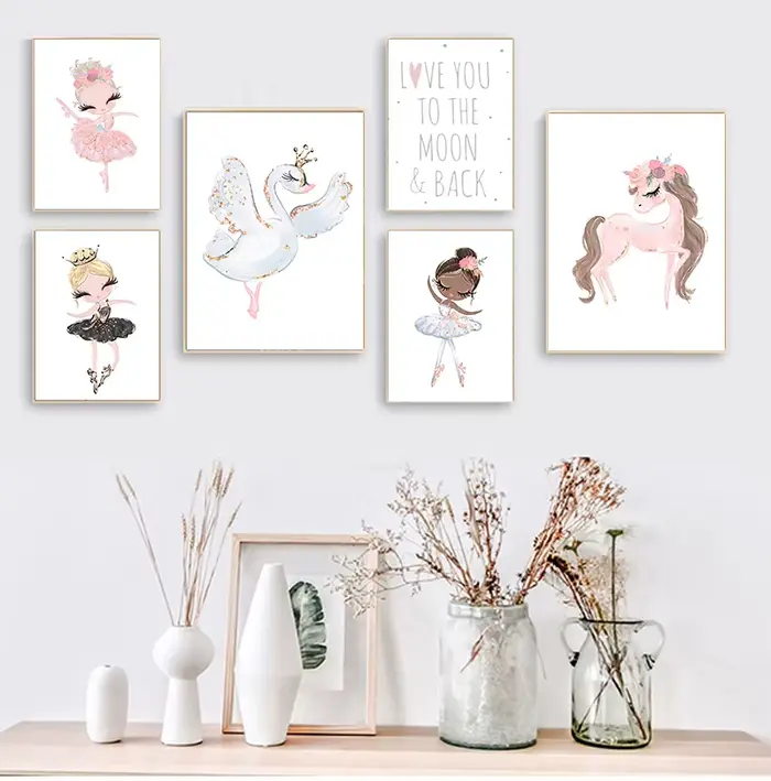 Affiche de toile de petite princesse ballerine