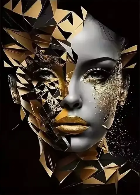 Affiche et impressions Femme Africaine Dorée, Art abstrait moderne, Peinture sur toile, Tableau mura