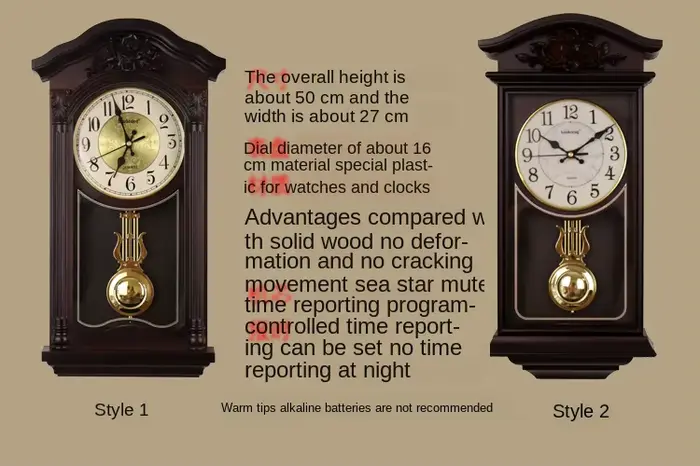 Grande Horloge Murale Alberoise 3D Vintage