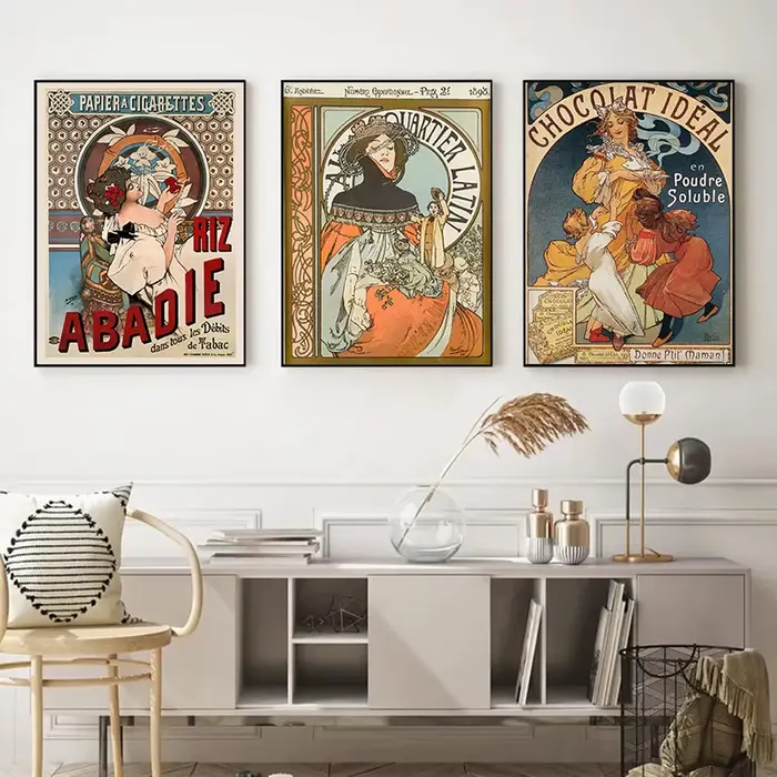 Alphonse Mucha – peinture sur toile Vintage pour femme