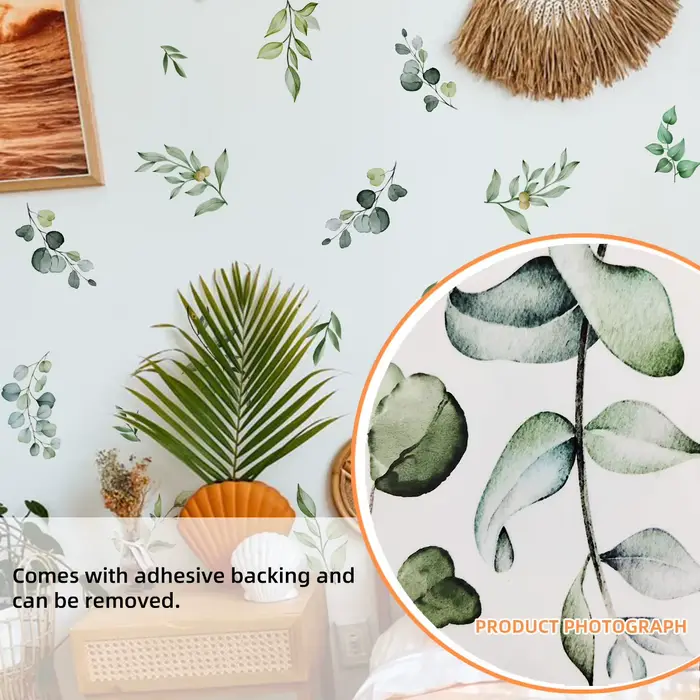 Autocollants muraux aquarelle Branches de feuilles vertes