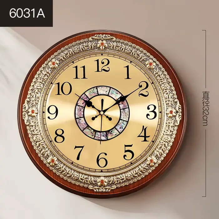 Horloge murale rétro en bois massif, montre murale de mode pour salon et maison, montre murale ronde