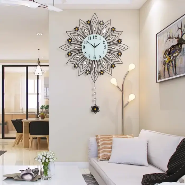 Horloge murale de luxe moderne en or Vintage