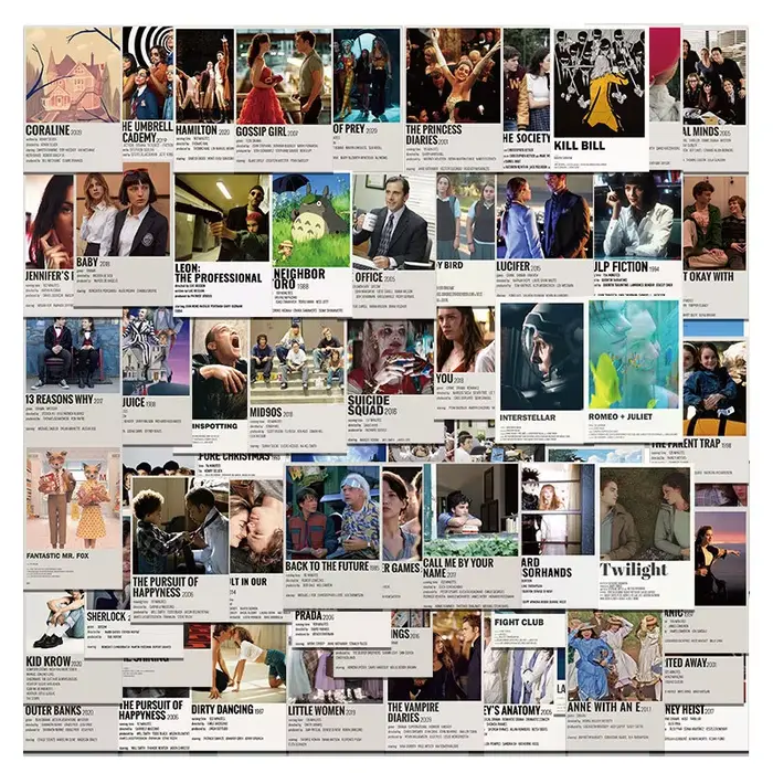 64 autocollants esthétiques classiques pour affiches de films, autocollants graffiti, pour DIY, jour