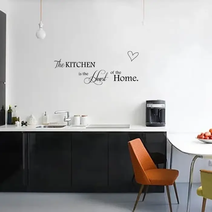 Autocollants Muraux en Vinyle avec Inscription "La Cuisine est un Cœur"