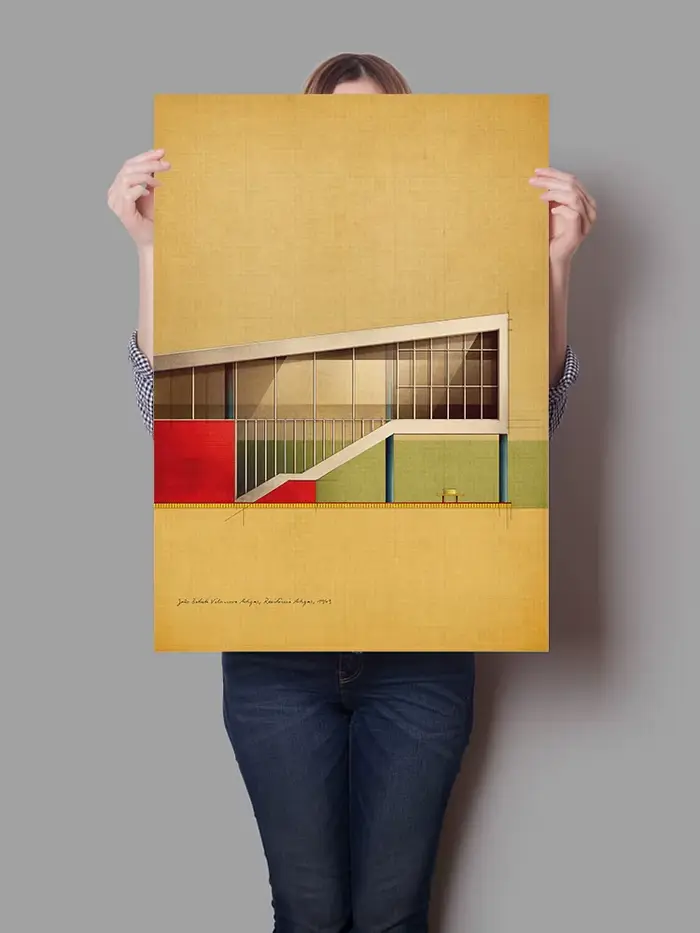 Affiche sur toile João Batista Vilanova Artigas, impression architecturale de la villa inclinée de A