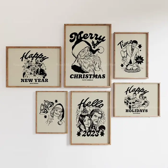 Affiche vintage de Noël et de bonne année