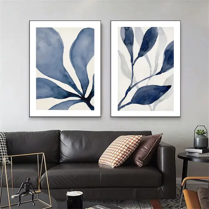 Tableau mural sur toile avec peinture aquatique et calligraphie