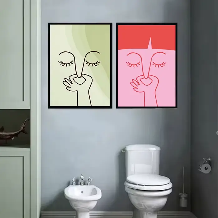 Affiches d'art murales de salle de bains amusantes, imprimés abstraits, mauvais odeur, peinture sur toile de toilette minimaliste, images de décoration murale de salle de bains