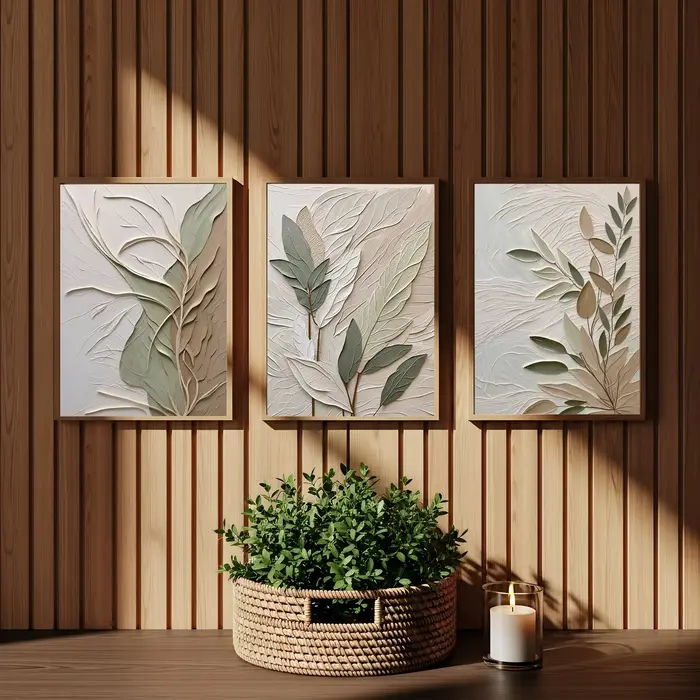 Ensemble de 3 affiches murales sur toile texturée
