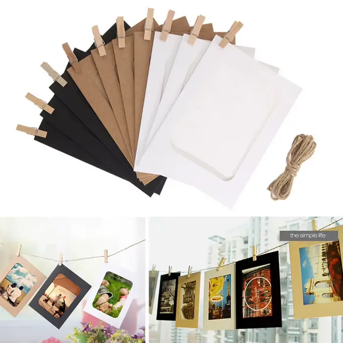 Cadre Photo en Papier Kraft avec Trombones et Corde
