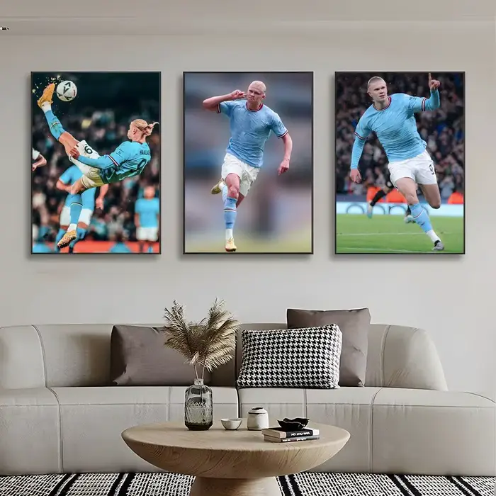 Affiche de l'étoile du football Erling Haaland, impression d'art mural, peinture murale décorative, décoration de la maison, cadeau non encadré