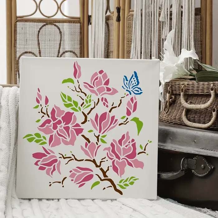 1 pochoir à fleurs de magnolia