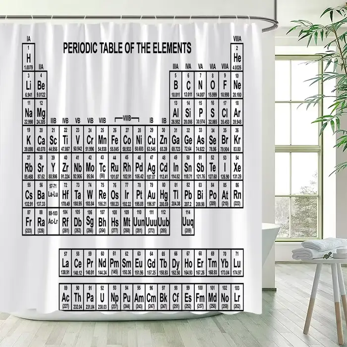 Tableau périodique des éléments pour rideaux de douche