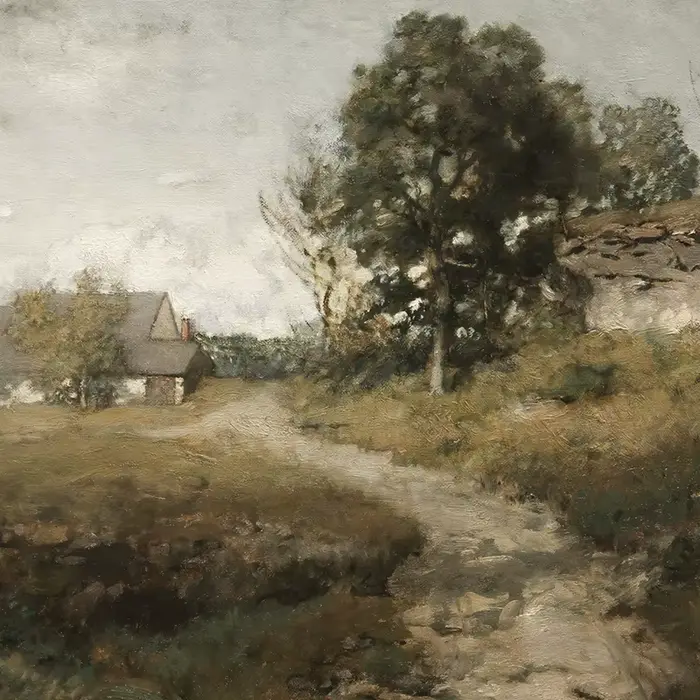 Peinture à l'huile sur toile de paysage naturel de pays Vintage