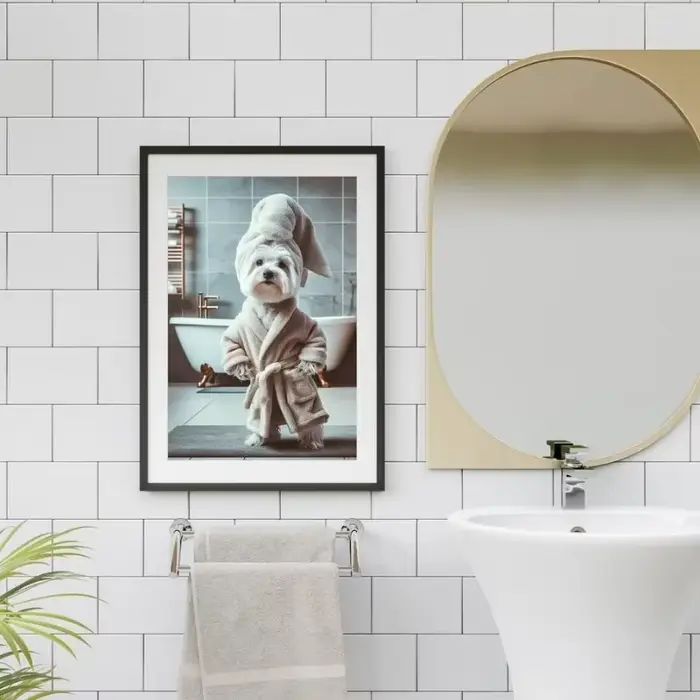 Affiche de journaux de lecture d'animaux assis sur la toilettes