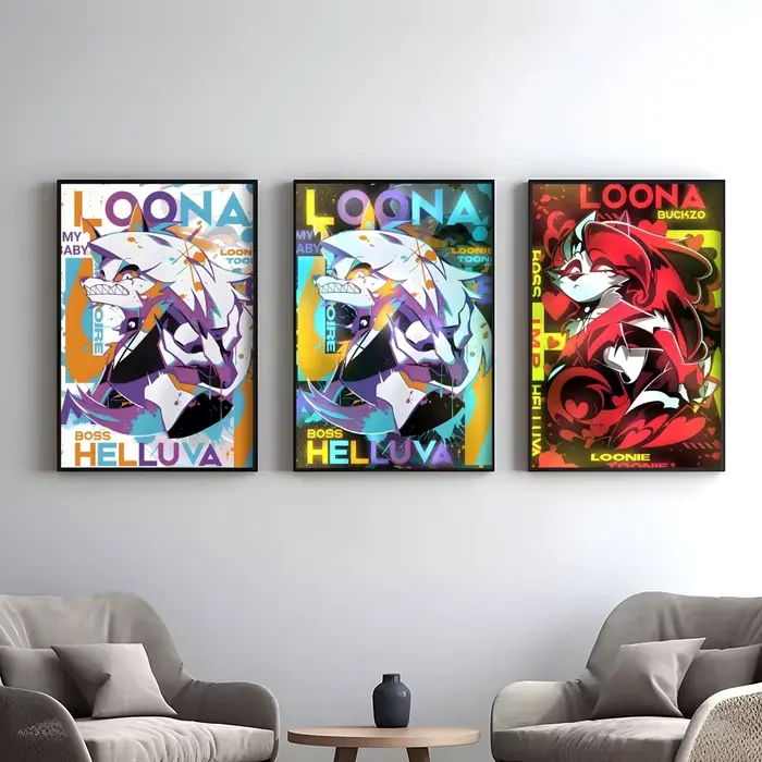 Affiche Anime Loona H-helluva Boss, autocollants muraux élégants et abordables pour dortoir, salon et chambre à coucher