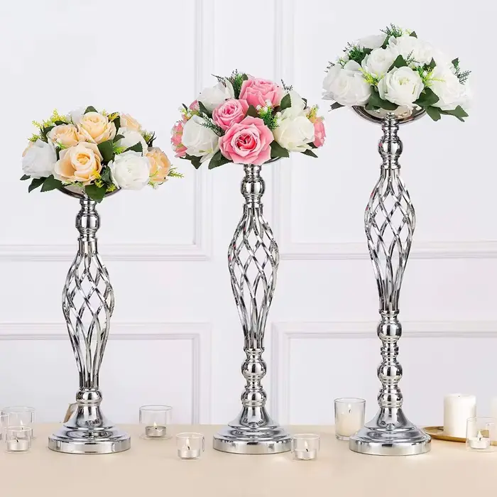 Bougeoir de table en fer doré pour la maison, vase, chemin torsadé, fleur de mariage, accessoires de