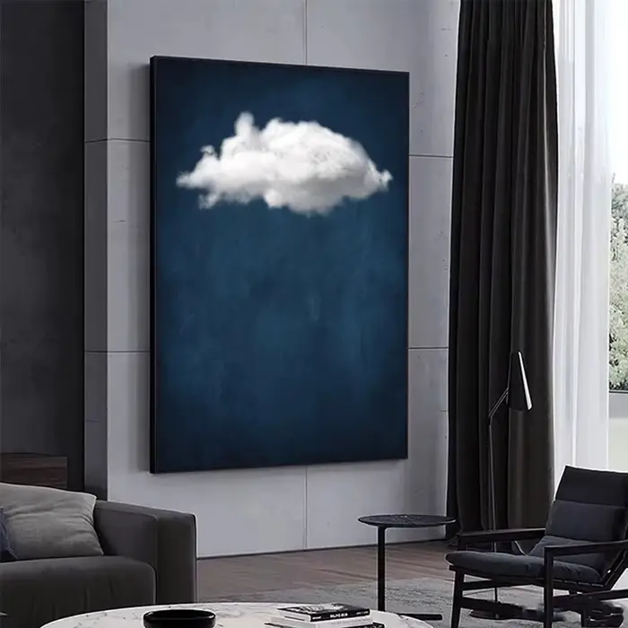 Peinture sur toile minimaliste de nuit d'indigo pour le salon