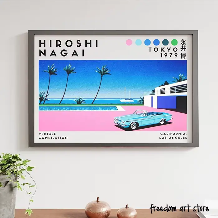 Affiches d'art de plage Vaporwave