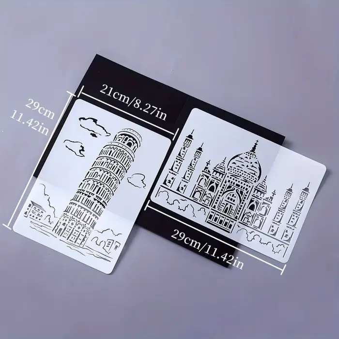 A4 bricolage peinture mur pochoir aérographe dessin copie modèles londres pont Big Ben château Burj Al arabe cinq tours maison blanche