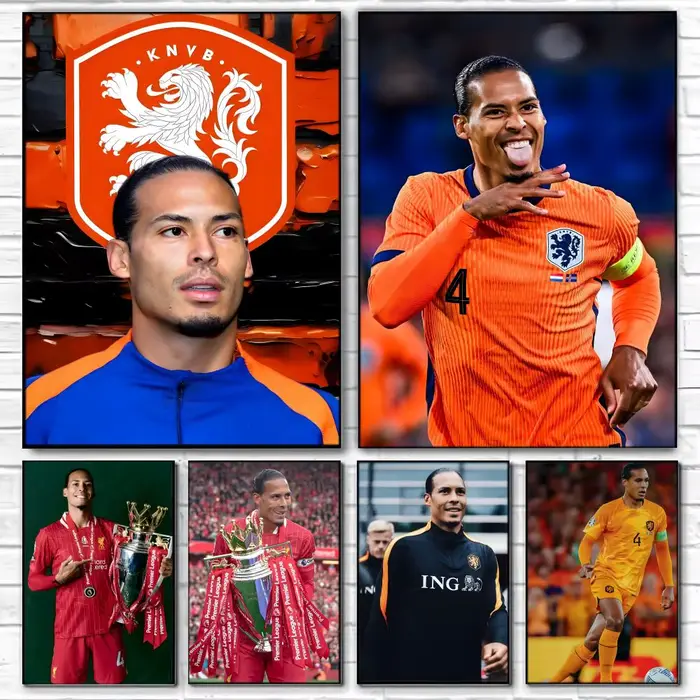 Affiche autocollante de la star du football V-Virgil van Dijk