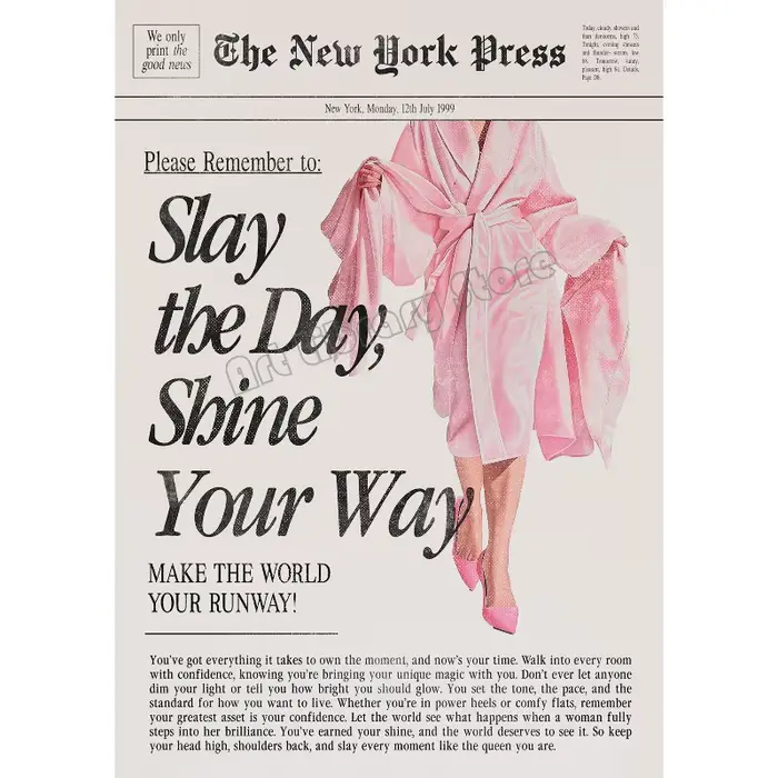 Affiche de citations de motivation féministe rose, Style journal rétro tendance, fille Power, peintu