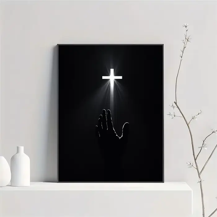 Art mural avec croix de sainte lumière, fils de dieu, jésus, affiche imprimée sur toile HD, adaptée