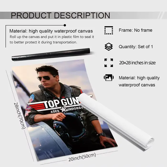Film t-top pistolet Maverick peinture calligraphie HD toile affiche sans plis étanche tous les espaces décoration murale