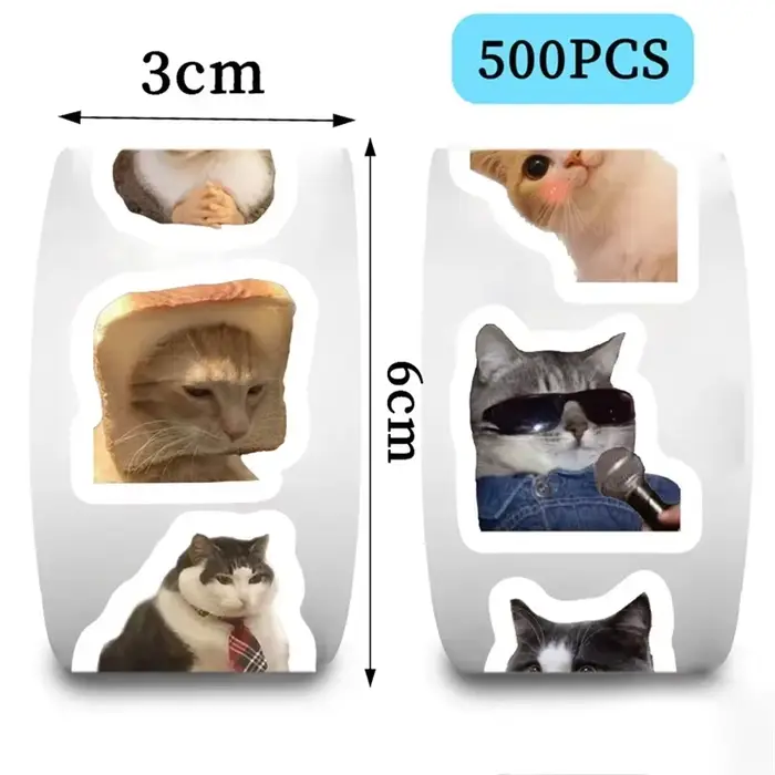 Étiquettes autocollantes en papier chat fou Kawaii