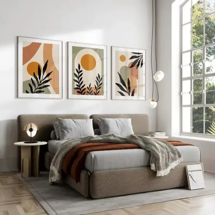Toile de peinture moderne nordique en terre cuite verte