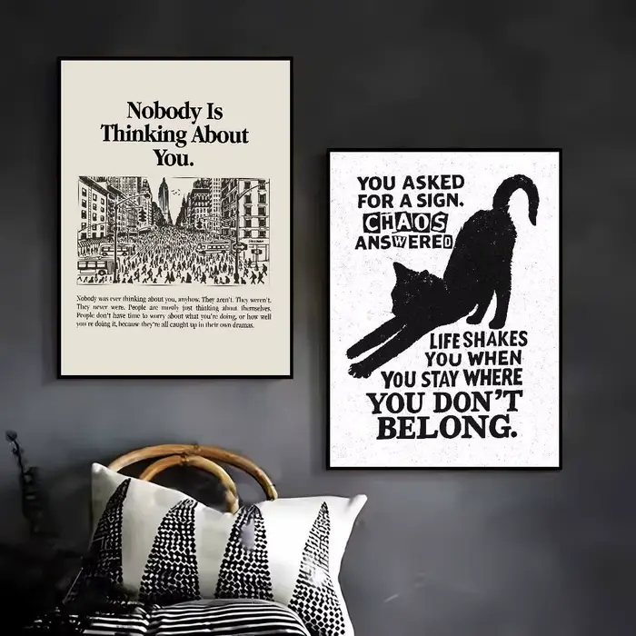 Affiche murale autocollante populaire grand format avec texte d'encouragement positif, en papier artistique, pour décoration de café, bar ou chambre